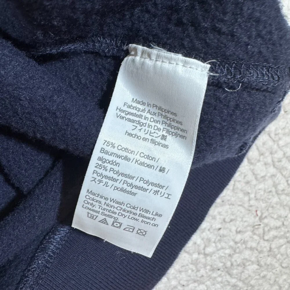 J.CREW Mens Pique Fleece Polo Collared Slim Fit Sweatshirt L Navy Blue